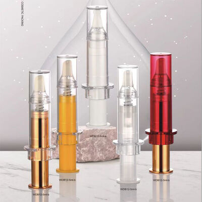 Harga bagus 10ml Custom Color Leak Proof Airless Syringe Bottle for Eye Serum Face Cream Cosmetic Packaging on line